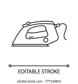 Steam iron linear icon. Thin line illustration. Contour symbol. Vector isolated outline drawing. Editable stroke