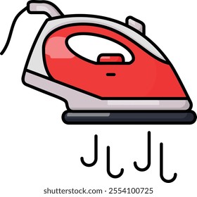 Steam Iron at Sewing Studio concept, Garments or fabric Steamer colorline vector, Bespoke tailoring symbol, custom measure clothing sign,Sew and Tailor materials stock illustration