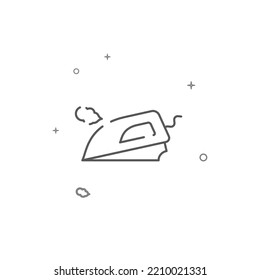 Icono de línea vectorial simple de hierro a vapor. Símbolo, pictograma, signo aislado en fondo blanco. Trazo editable. Ajustar el peso de la línea.