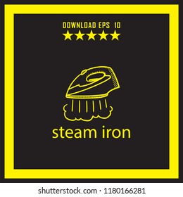 steam iron sketch vector icon