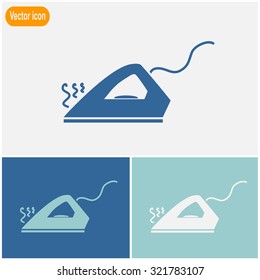Steam iron vector icon.