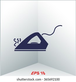 Steam iron vector icon.