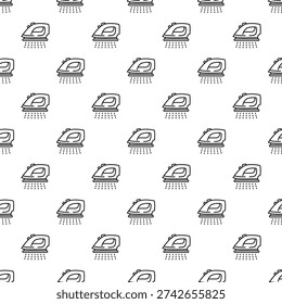 Steam irons creating a repetitive pattern for laundry, housework, and clothing care concepts