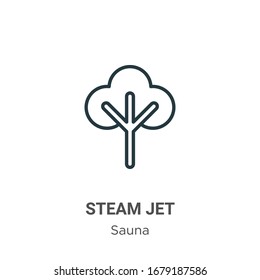 Steam jet outline vector icon. Thin line black steam jet icon, flat vector simple element illustration from editable sauna concept isolated stroke on white background