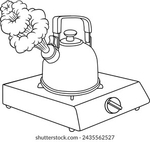 steam kettle  line vector illustration isolated on white background