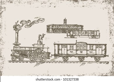 Steam locomotive, based on the picture from the stamp