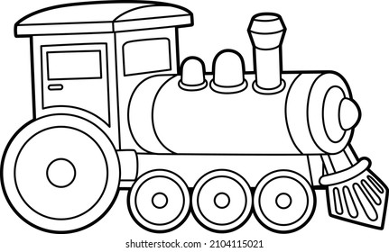 Steam Locomotive Coloring Page Isolated for Kids