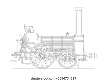 Steam locomotive drawing in vector