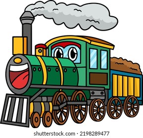 Steam Locomotive Face Vehicle Cartoon Clipart Stock Vector (Royalty ...