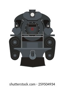 Steam Locomotive Front Side Illustration 