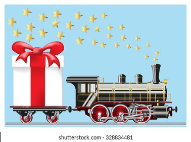 steam locomotive with gifts