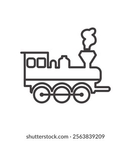 Steam Locomotive Icon Depicting a Vintage Train in Black and White