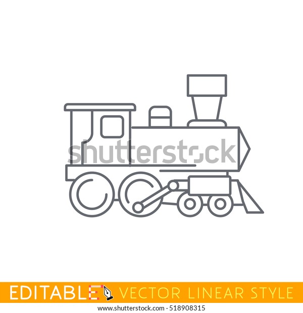 蒸気機関車のアイコン 編集可能な輪郭スケッチ ベクターイラスト のベクター画像素材 ロイヤリティフリー