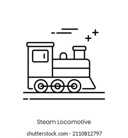 Steam Locomotive Icon. Outline Style Icon Design Isolated On White Background