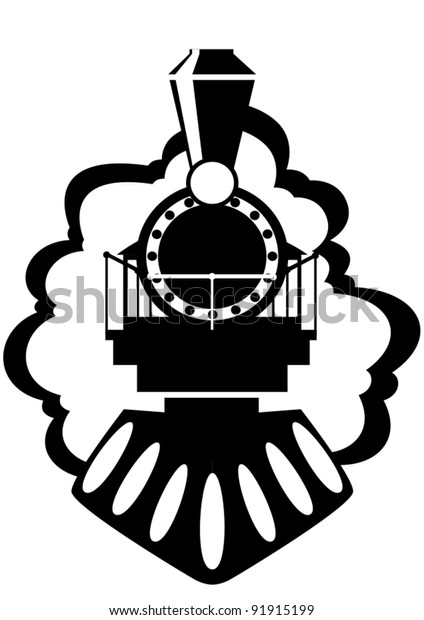 Steam Locomotive Old Rail Black White Stock Vector (Royalty Free) 91915199