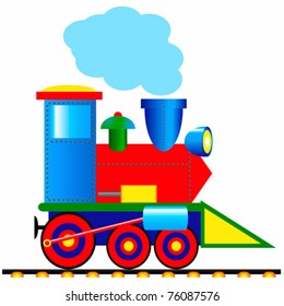 Steam locomotive on white background