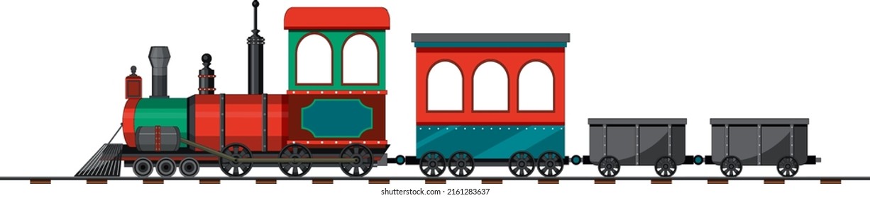 Steam locomotive train vintage style illustration