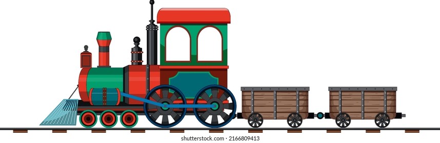 Steam Locomotive Train Vintage Style Illustration