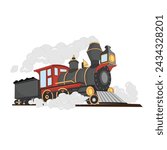Steam locomotive transport vector illustration
