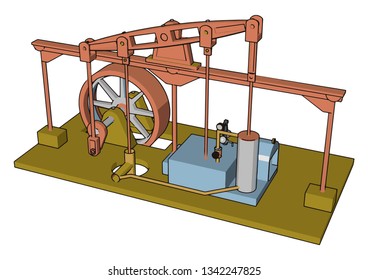 A steam machine is a heat engine that performs mechanical work using steam as its working fluid it uses the force produced by steam pressure vector color drawing or illustration