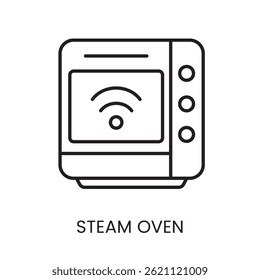 Vetor de ícone de linha de forno a vapor, com traço editável, perfeito para cozinhar aplicativos e modernas interfaces de cozinha.