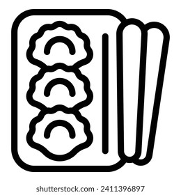Steam pelmeni icon outline vector. Asian ravioli. Dark flour variety