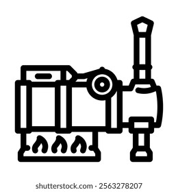 steam powered pump industry line icon vector. steam powered pump industry sign. isolated contour symbol black illustration