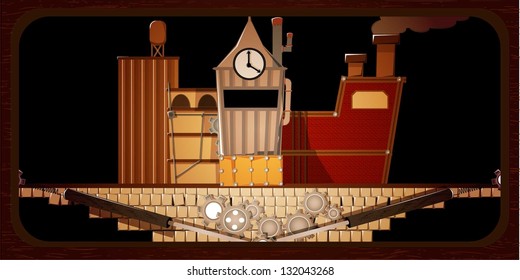 Steam punk city vector