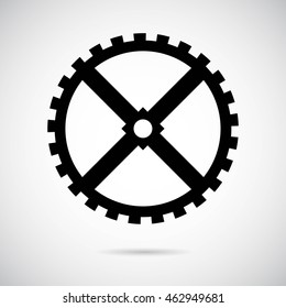 Steam punk gear icon on gray background. Vector art.