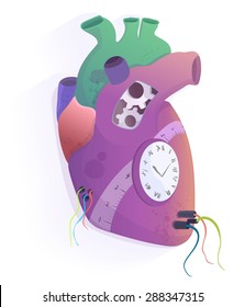 Steam punk Human Heart. Vector icon