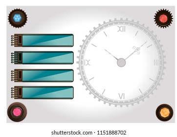 Steam punk mechanical frame gems menu vintage, steampunk with cogs, gears