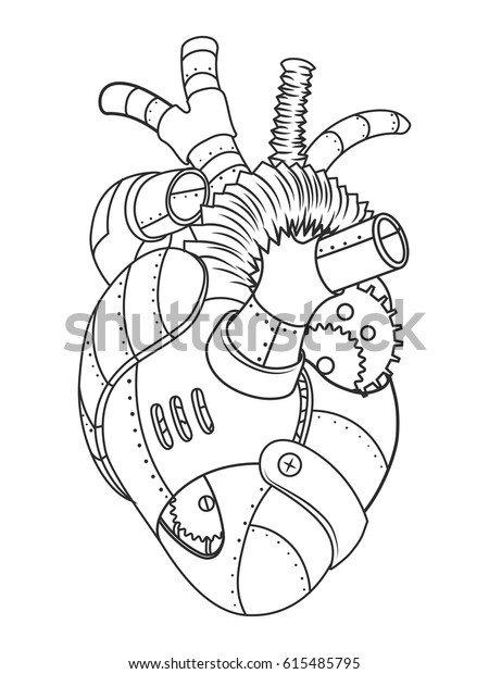 Steam Punk Style Metal Heart Mechanical Stock Vector (Royalty Free ...