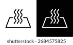 Steam rising from surface icon symbolizing heat, cooking, and temperature, suitable for kitchen appliances, food preparation, thermal processes, and energy-related concepts