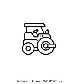 Steam roller line icon isolated on white background