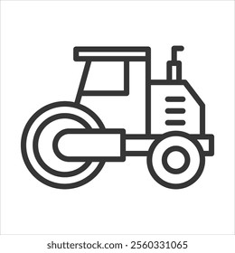 Steam Roller Outline Icon Vector Illustration