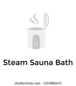 Steam sauna bath flat icon design 
