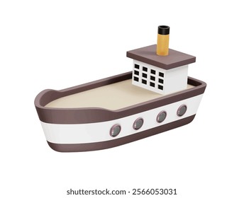 steam ship boat icon rendering illustration 3d