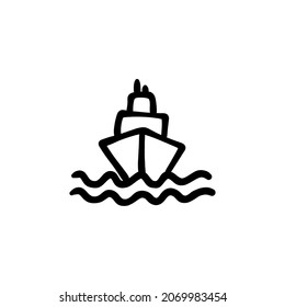 Steam Ship Icon In Vector. Logotype - Doodle