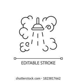 Steam shower pixel perfect linear icon. Body care, personal hygiene thin line customizable illustration. Contour symbol. Household amenity. Vector isolated outline drawing. Editable stroke