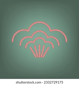 Steam sign. Apricot Icon with Brick Red parquet floor graphic pattern on a Ebony background. Feldgrau. Green. Illustration.