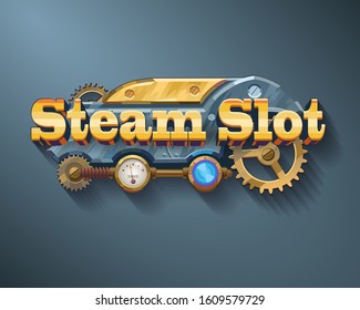 Steam slot logo. Vector logo. Slot machines