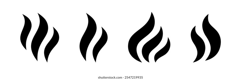 Conjunto de iconos planos de Smoke de Steam. Símbolo de olor a aroma. Vector