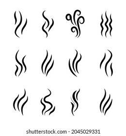 Steam or smoke icon set isolated on white background. Collection of steam or smoke icon. Vector illustration.