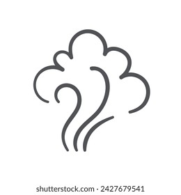 Steam and smoke puff cloud lines icon. Silhouette of cigarette smoke rising up, fumes from vapor, ash or hot fire, bad smell waves. Air wind and mist icon of doodle style vector illustration