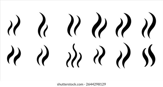  fumaça de vapor definir silhueta vetorial sobre fundo branco.