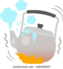 Steam spouting from an excessively boiling kettle