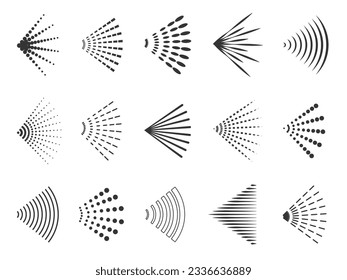 Steam spray symbols. Odor spray aerosol and deodorant, black and line silhouettes of chemical products. Vector flat spray icons set of air cloud deodorant illustration