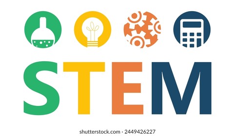 STEAM and STEM education. STEAM, STEM LAB. Science, Technology, Engineering, Arts, Mathematics. Vector illustration.