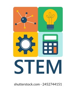 STEAM and STEM education. STEAM, STEM LAB. Science, Technology, Engineering, Arts, Mathematics. Vector illustration.