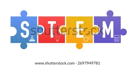 STEAM and STEM education. Science, Technology, Engineering, Arts, Mathematics. Vector illustration